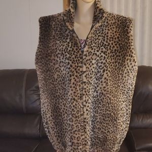 Vintage Duffel outdoor faux fur learpord vest Med
